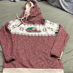Ampersand doublehood sweatshirt Christmas design size medium EUC